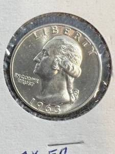 1963-D US WASHINGTON QUARTER MS65
