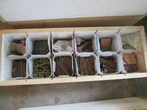 Large assortment of nails, lag bolt...