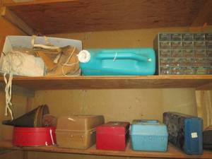 Variety of tooltackle boxes, funne...