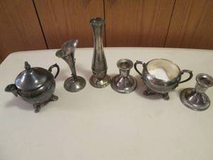 Silver Plated Bud vases, candle hol...