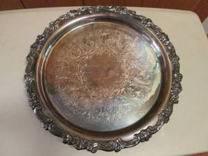 Silver Plated round serving tray wi...