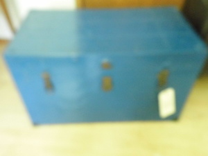 Blue Metal covered storage trunk wi...