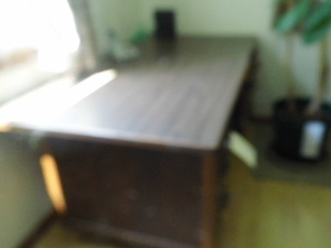 Large wood 6-drawer desk with 2-wri...