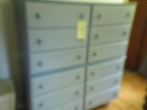 Stacked set of (2) wood 6-drawer de...