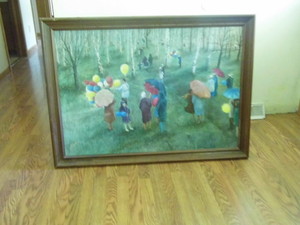Large framed canvas painting approx...
