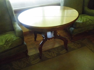 Vintage Round wood table with decor...