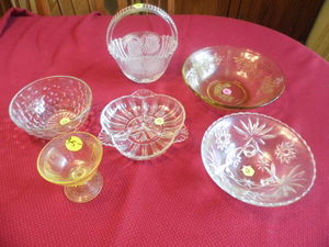 Depression glass dessert dishes and...