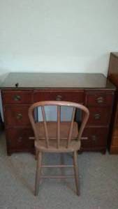 lot 46 image: Desk With Glass Top And Chair.