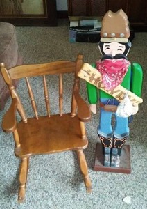 lot 57 image: Wood Toddler Kids Childs Rocker Armchair And More.