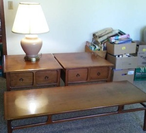 lot 63 image: Mersman Accent Tables And More. Needs Some Tightening Up.