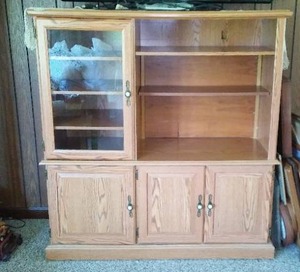 lot 74 image: Oak Entertainment Center.