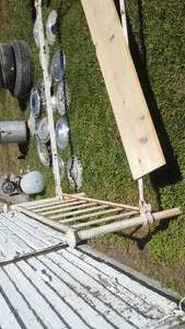 lot 285 image: Vintage Steel Bed Frame. and 1 x 10 x 12foot board.