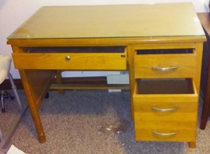 lot 112 image: Desk With Glass Top.