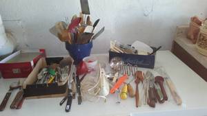lot 318 image: Misc. Knives, Salad Spoons, and More.