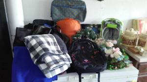 lot 322 image: Swiss Tech Backpack, Sleeping Bag, Blankets, Insulated Luch Bag and More.