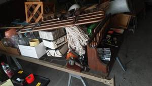 lot 512 image: Sawhorses, Single Bed Spring and Contents.