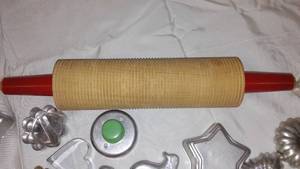 lot 132 image: Lefse Rolling Pin And Cookie Cutters.