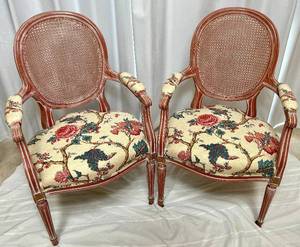 lot 44 image: Two Wicker Backed Arm Chairs