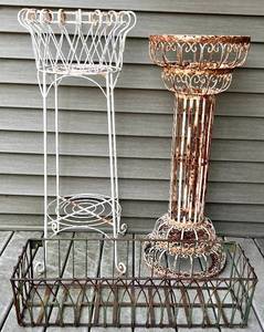 lot 57 image: 3 Wrought Iron Outside Plant Stands (Some Wear and Tear, please see pictures)