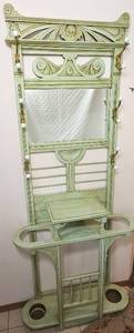 lot 10 image: Green Painted Mirrored Umbrella Stand Hall Tree