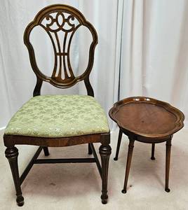 lot 16 image: Antique Chair and Side Table