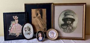 lot 69 image: Vintage Assorted Portraits of Women Wall Hangings - 5 Pieces
