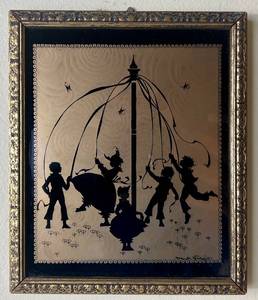 lot 76 image: Antique The Four Seasons Gold Print in Original Frame - 5.5 x 6.5