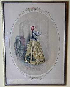 lot 78 image: Henri Pingot 1940 Limited Print Victorian Lady Passe Temps Des Dames 16.5x   22