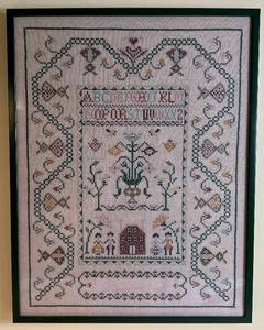 lot 74 image: Vintage Large Cross Stitch Colonial Sampler Alphabet 19.5 x 25