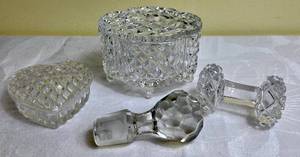 lot 95 image: Vintage Crystal Collection - Jewelry Covered Dishes, Knife Rest and Bottle Stopper