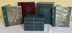 lot 98 image: Vintage Book Bundle - Twentieth Century Dictionary, Jane Eyre, Wuthering Heights, The Treasure Chest and The World of Mathematics Set
