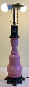 lot 103 image: Vintage Pink French Opaline Glass Table Lamp