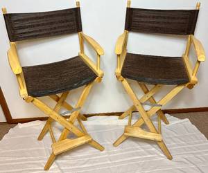 lot 112 image: Pair of Directors Chairs with Ultrasuede Backs & Seats