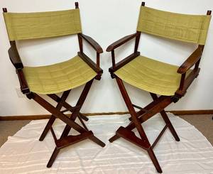 lot 114 image: Pair of Directors Chairs with Quilted Fabric Back & Seats