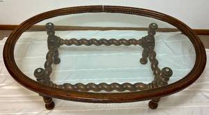 lot 115 image: Mid Century Scalloped Burlwood Twist Coffee Table