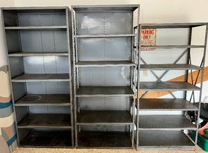lot 136 image: Metal Storage Shelves - 3 Units