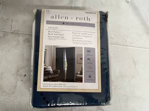 lot 122 image: 84in Allen and Roth Blackout Curtains - Navy