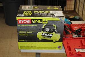 lot 3 image: Ryobi One 1-Gallon 120-PSI 18V Compressor (New)