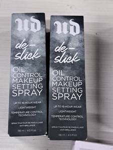 lot 150 image: Lot of (2) HD de-slick 4.0-fl.oz. Oil Control Make-Up Spray
