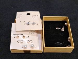 lot 243 image: Lot of (6 Pair) A New Day Womens Cubic Zirconia Sterling Silver Nickel Free Earrings
