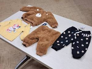 lot 302 image: Lot of (3) Baby Clothes 0-3 Months -Furry Set, Long Sleeve, Sweat Pant