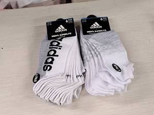 lot 384 image: Lot of (2) Adidas Superlite No Show Size 6-12 Mens Socks 6-pack