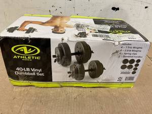 lot 350 image: Athletic Works 40lb Adjustable Vinyl Dumbbell Set