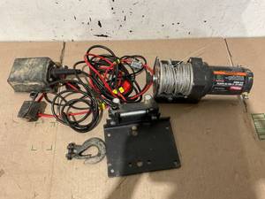 lot 357 image: Hyper Tough 2500 lb 12V DC Electric ATV Winch with 50ft. Steel Rope and Mounting Bracket, black