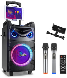 lot 17 image: Moukey Karaoke Machine, 10 Woofer Portable PA System, Bluetooth Speaker with 2 Wireless Microphones