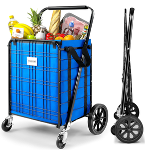 lot 103 image: Shopping Cart, 300lbs Jumbo Folding Shopping Cart with Waterproof Liner