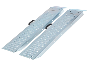 lot 104 image: 2PCS Loading Ramps - Steel Ramp Set for ATVs, Motorcycles, Mowers, Carts & More
