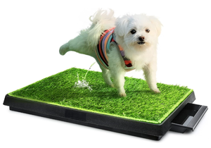 lot 137 image: Hompet Dog Toilet Indoor Puppy Training Pad, Dog Potty Pet Training Grass Mat, Removable Waste Tray for Easier Clean Up
