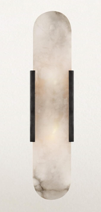 lot 142 image: White Onyx Wall Sconce, Melange Elongated Sconce