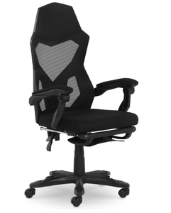 lot 167 image: Gamer Gear Gaming Office Chair with Extendable Leg Rest, Black Fabric Upholstery